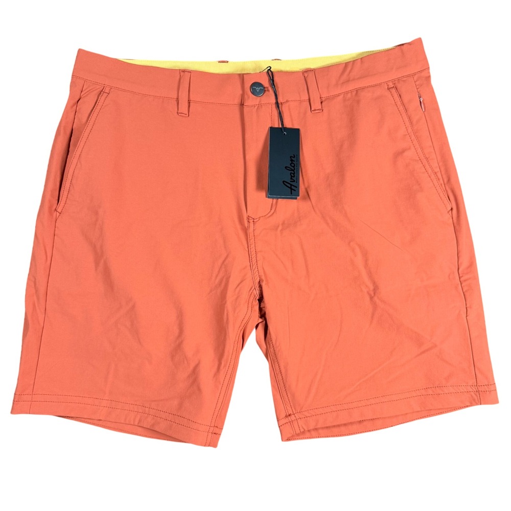 Avalon Performance 7-Inch Golf Shorts Mens 34 Copper Orange Stretch Tech Bottoms